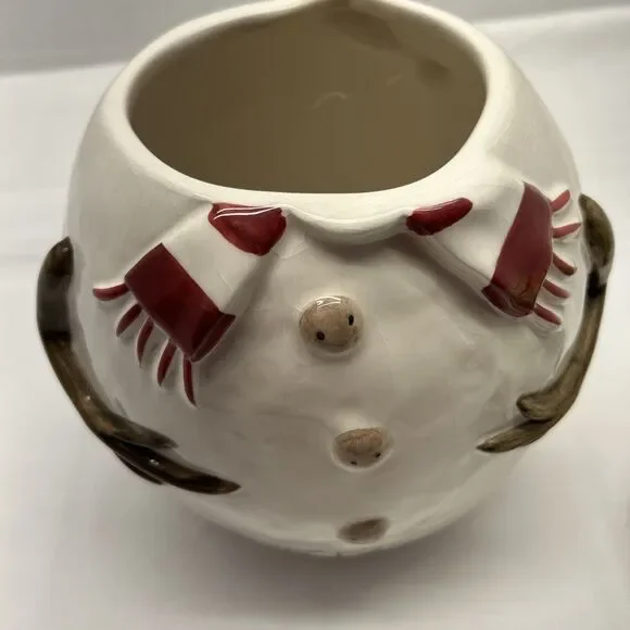 Oneida Snowman Ceramic Cookie Jar with Stocking Hat and Scarf 12" High READ - Picture 5 of 11